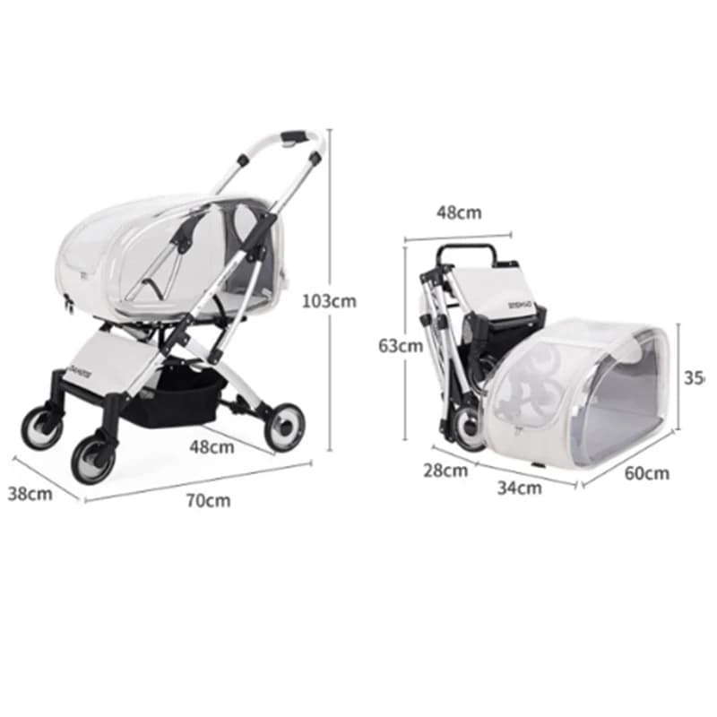 Portable Pet Stroller Folding Disassembling Cat Carrying Outdoor Windproof Rainproof Cat Bag Panoramic Breathable Pet Supplies