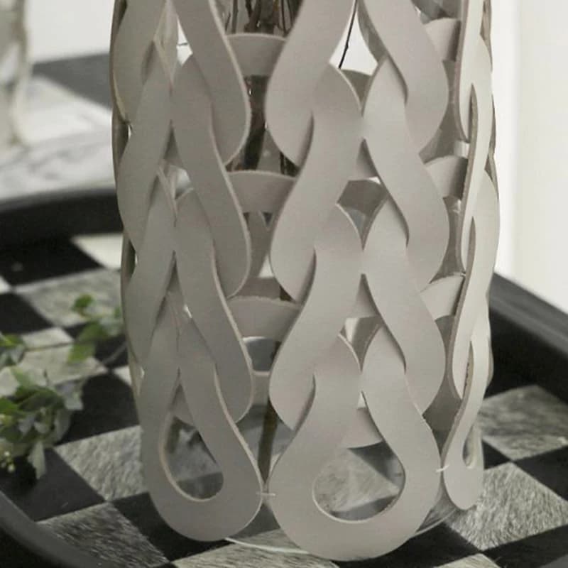 Glass Vase with Leather Weaving Accent