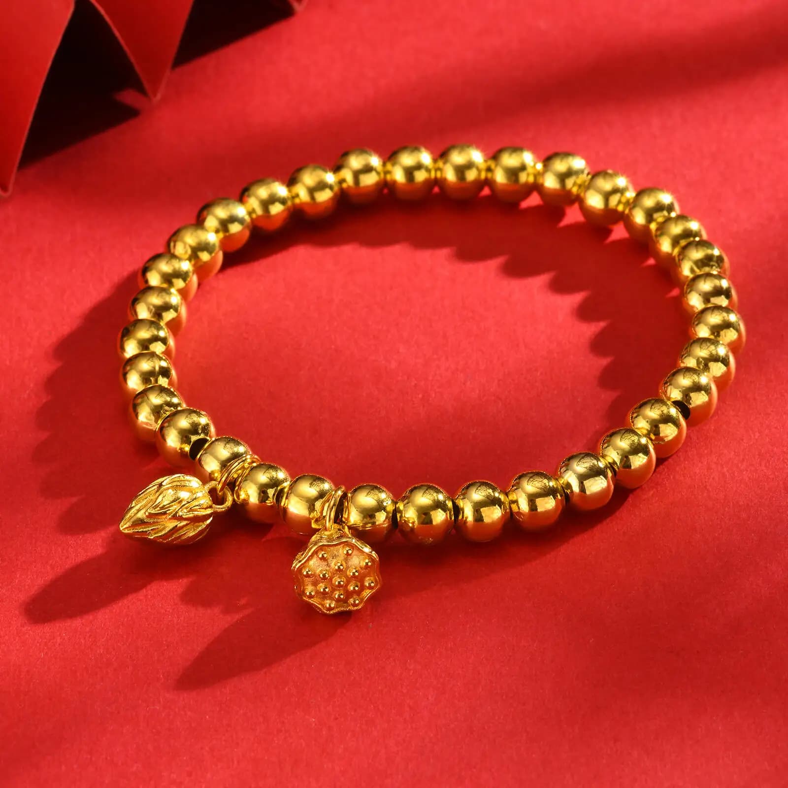 Beaded Stretch Bracelet with Round Ball Charms