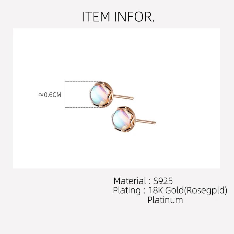Sterling Silver Colorful Glass Stud Earrings