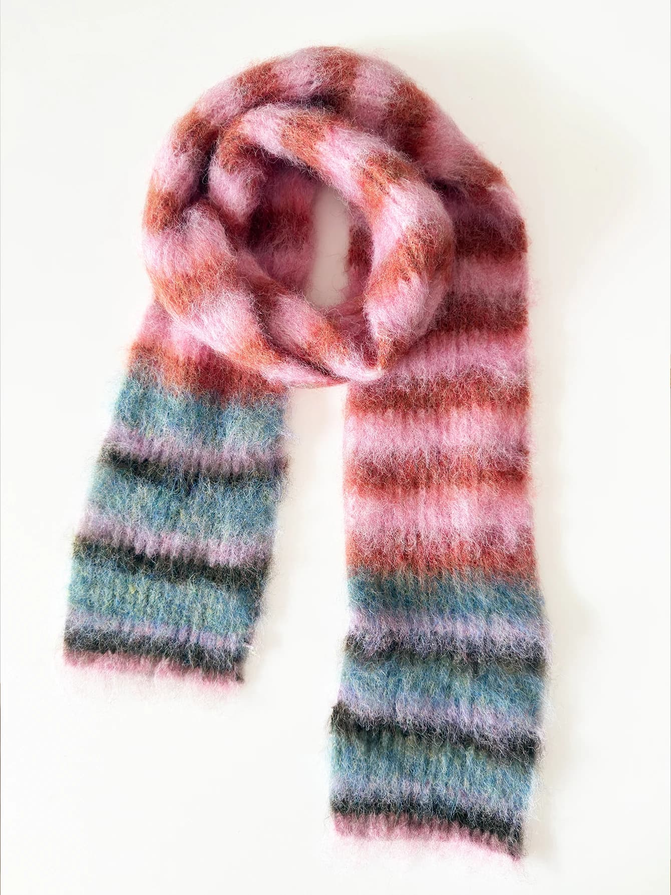 Winter Striped Knit Scarf
