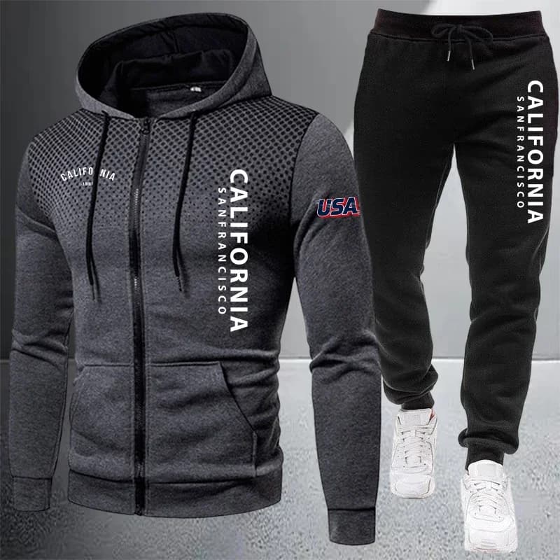 Men's Casual Zip Hooded Tracksuit