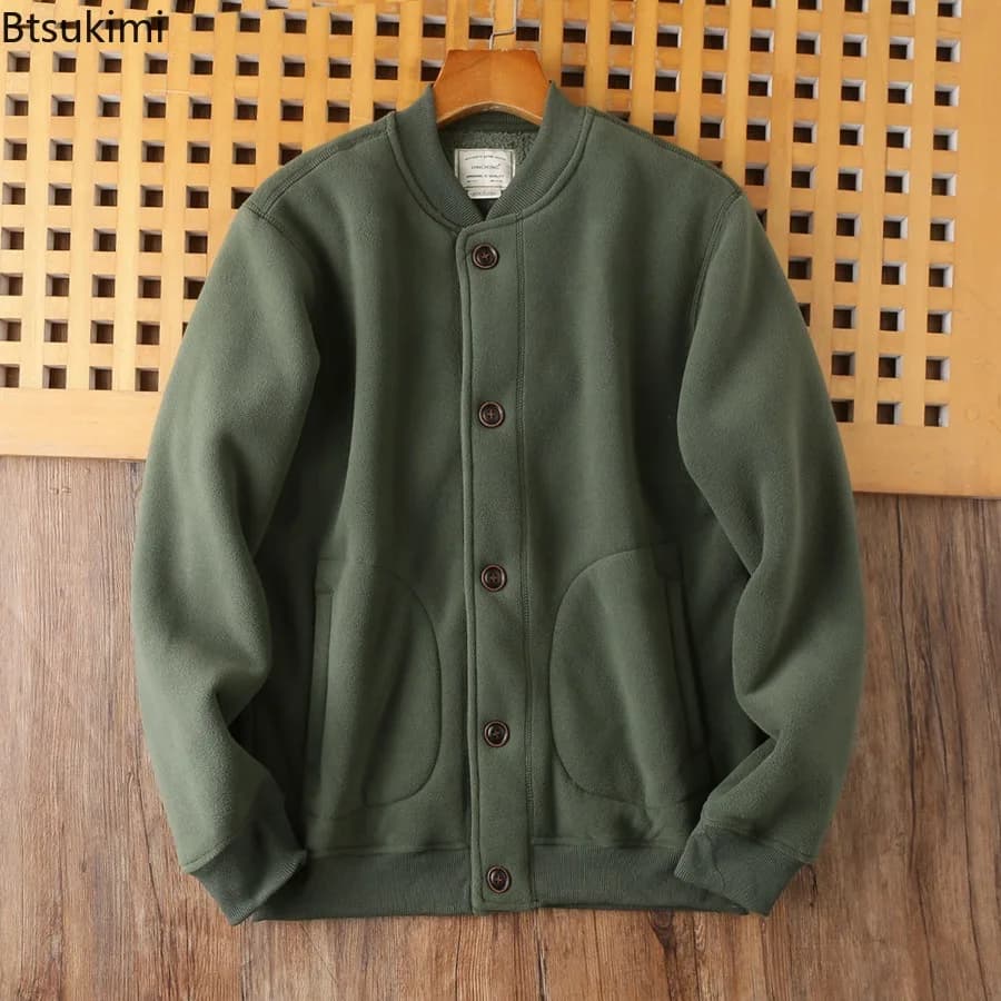 Men's Double-Sided Polar Fleece Baseball Jacket