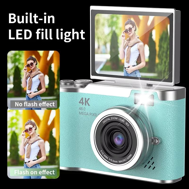 4K Digital Camera with 48MP and Flip Screen