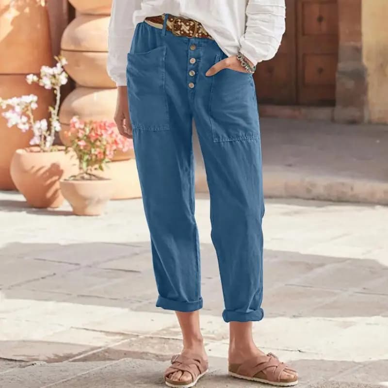 Women's Cotton Linen Capris Pants