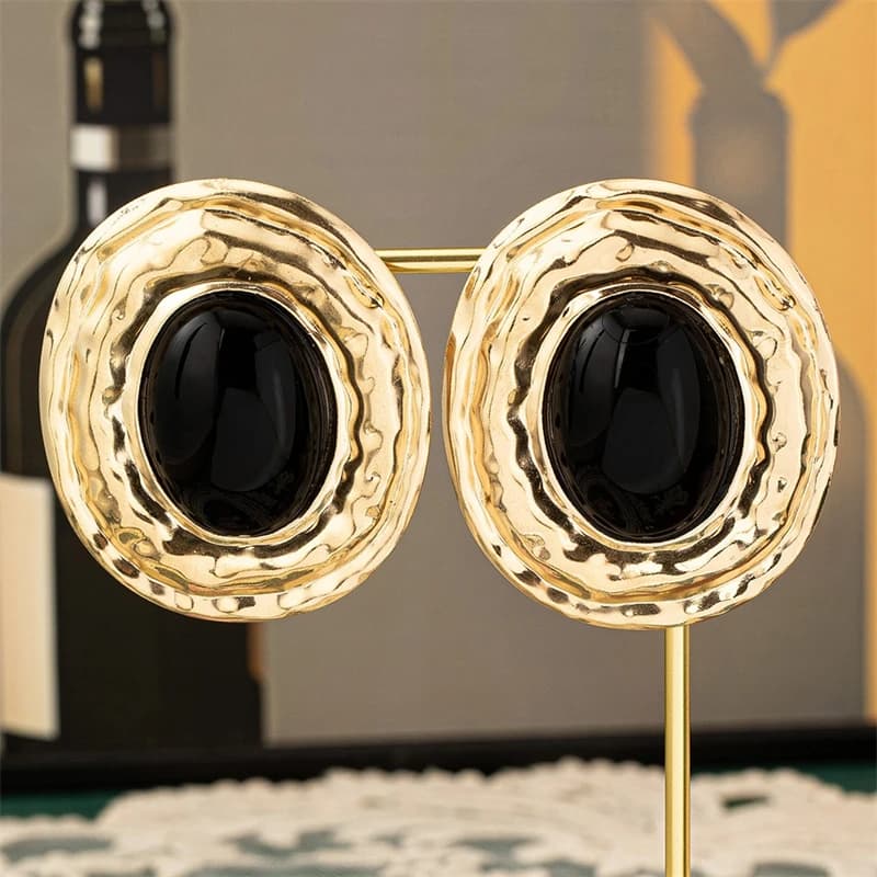Blue Oval Stud Earrings for Women