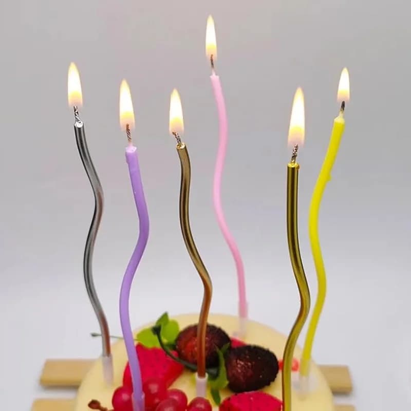 Metallic Twisted Cake Candles - Pack of 6