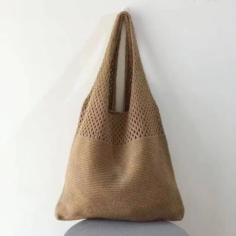 Knitted Handbags For Women Large Capacity Tote Bag Summer Beach Big Purse Casual Hollow Woven Shoulder Bags Female Pack