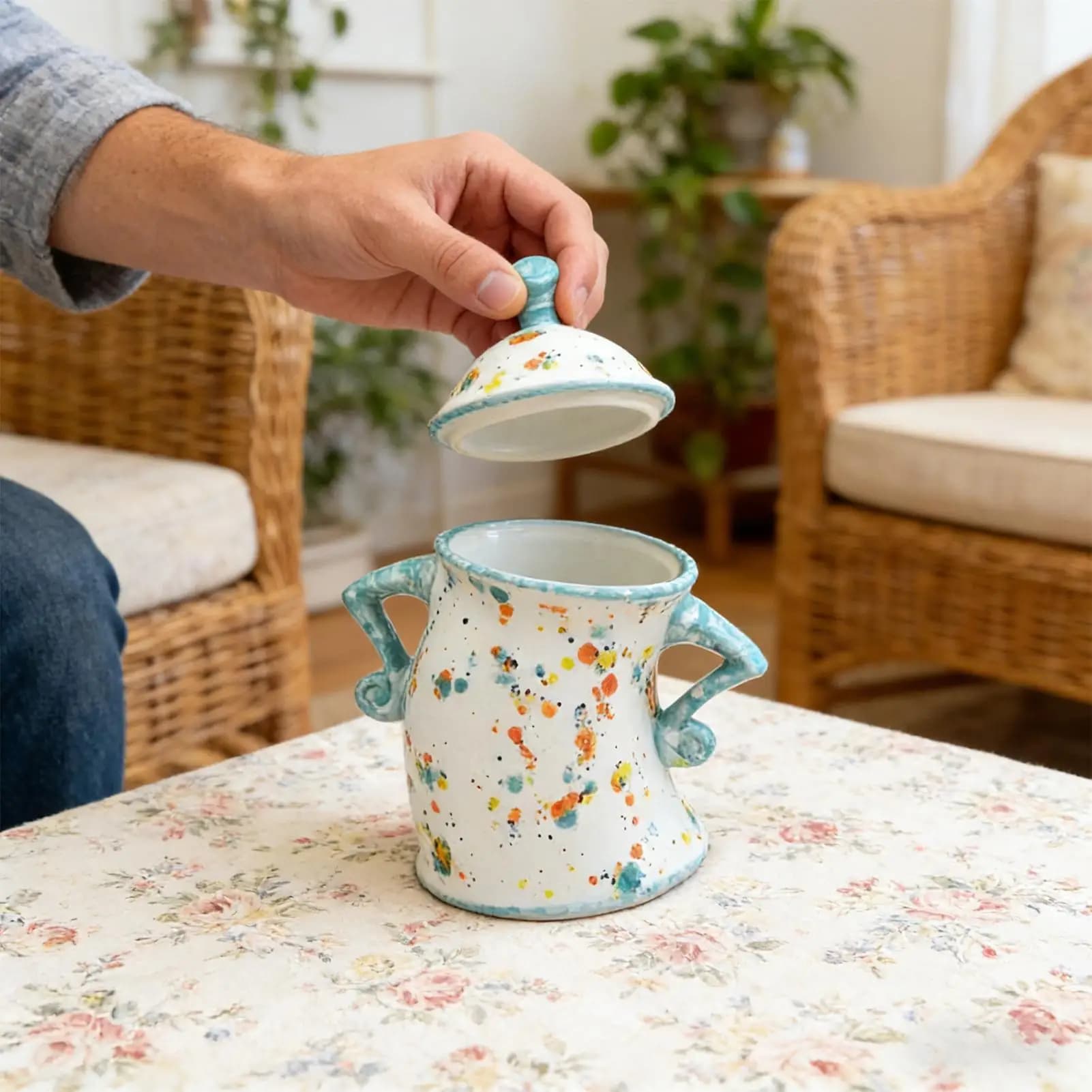 Resin Storage Jar with Hands on Hips Design