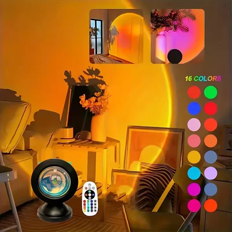 Sunset Light Projection Light With Remote Control 16-Color Night Light RGB Color Changing LED Light Bedroom photography prop