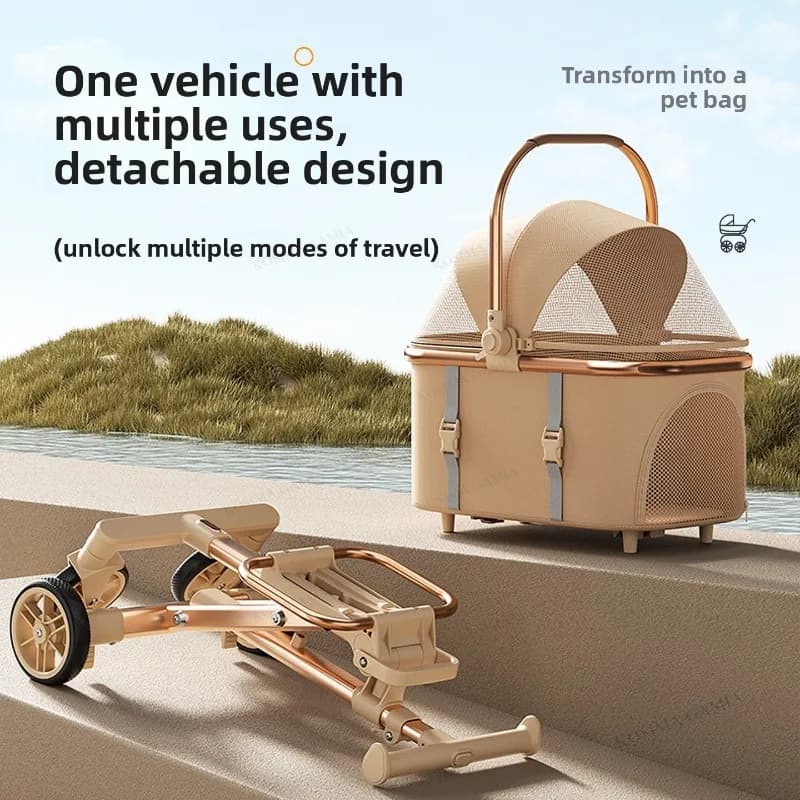 New Separable Pet Stroller, Portable One Click Recycling Cat Stroller, Universal Lightweight Baby Dog Stroller for Travel