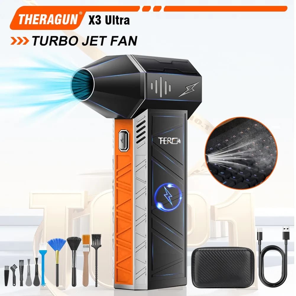 Updated X3Ultra Mini Turbo Fan Jet Electric Duster 4-speed Adjustable 180,000RPM Wind Speed 58m/s Car/PC Cleaning Tools