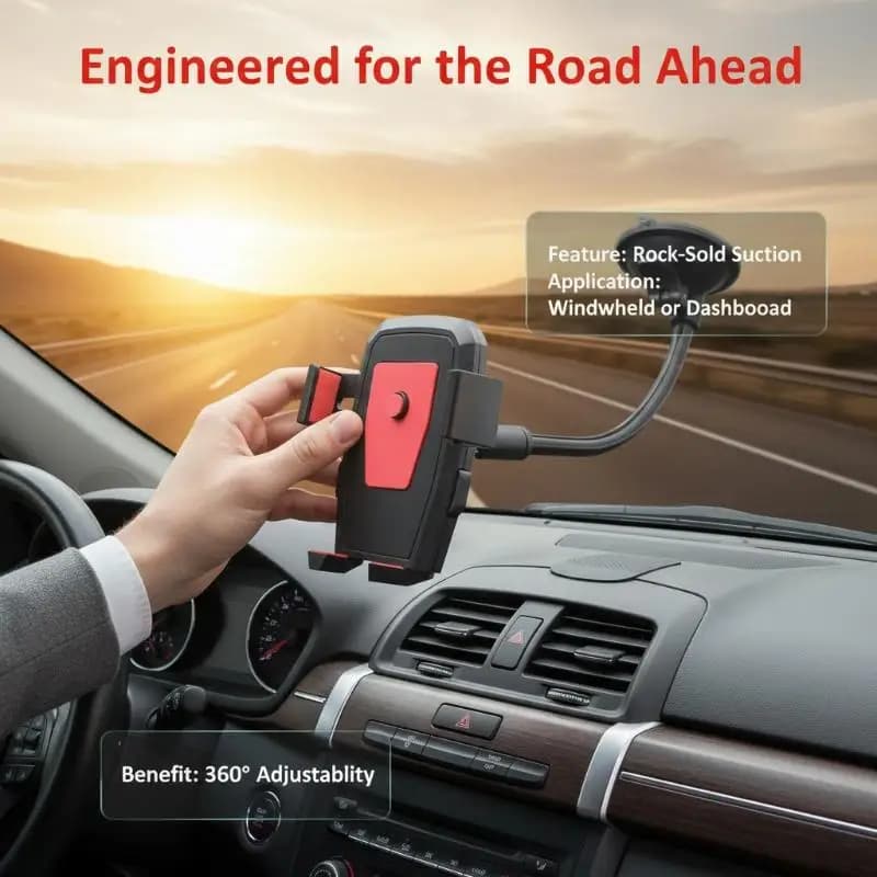 Car Mount for Phones Universal Holder with 360° Rotation for Dashboards and Windshields Easy Setup