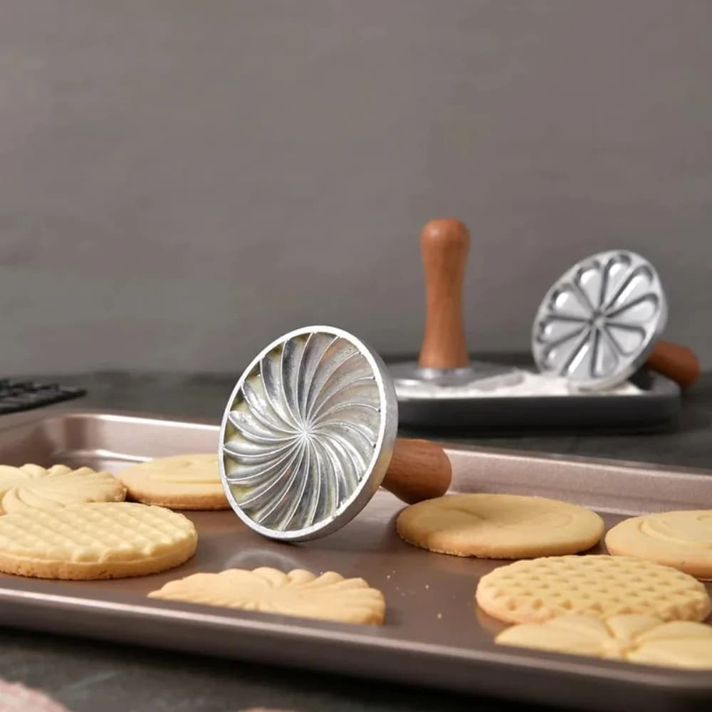 Wooden Handle Cookie Press Mold