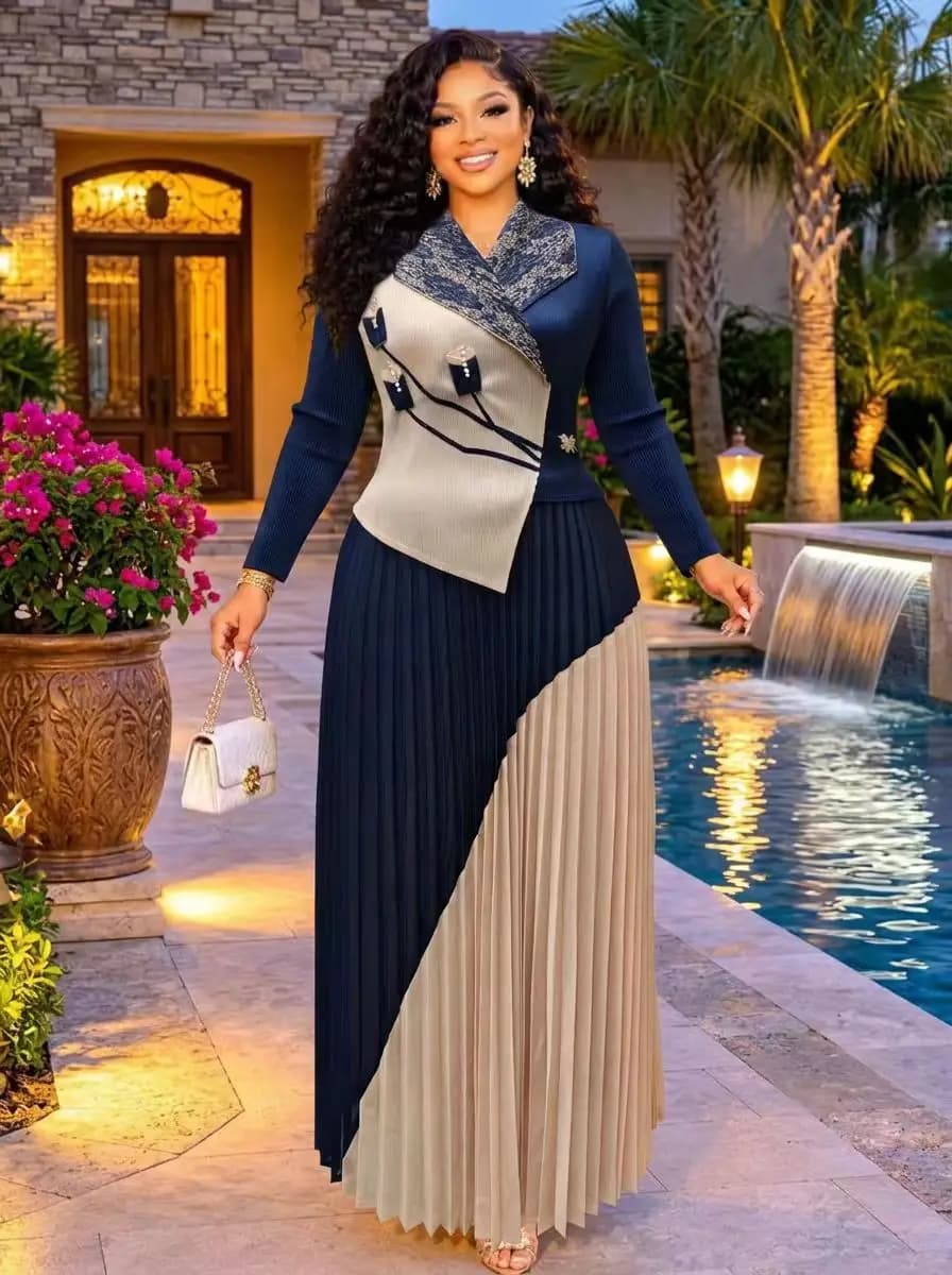 African Pleated Maxi Dress