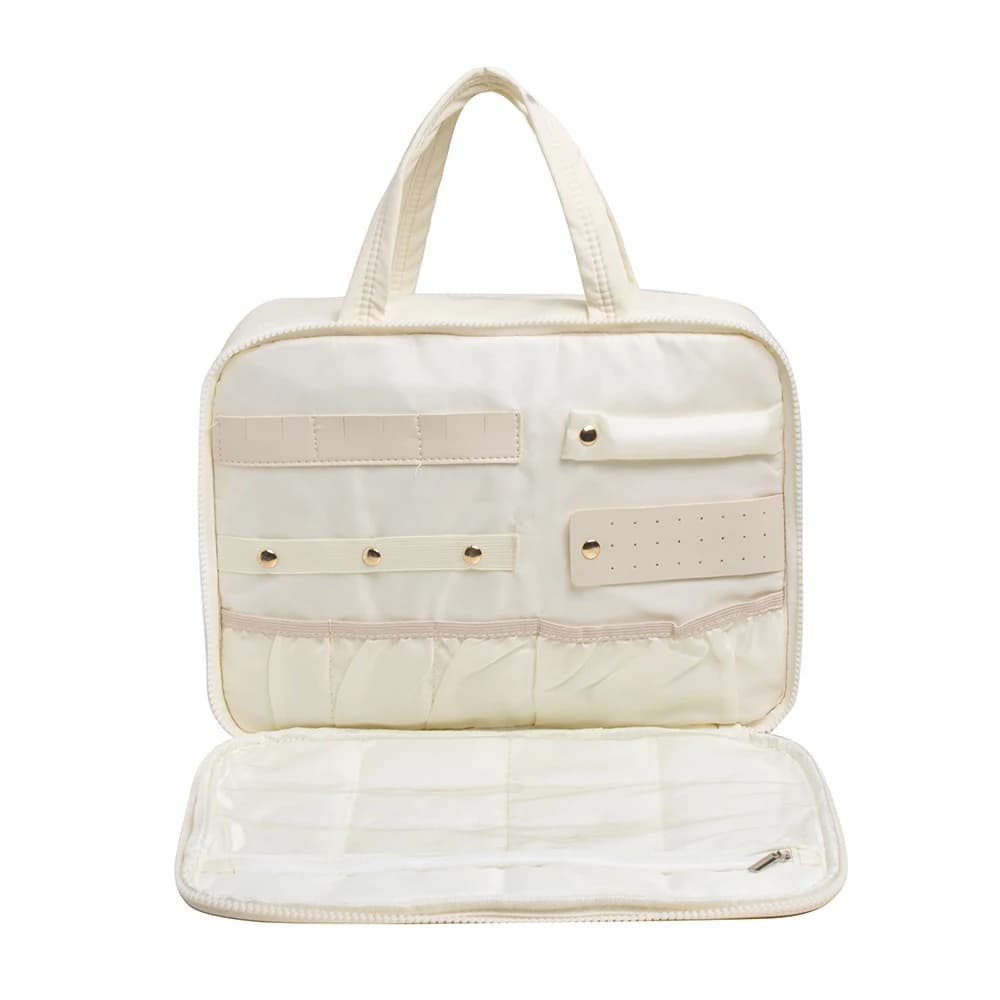 Toiletry Bag, Portable Hanging Storage Pouch with Hook, for Travel-Size Shampoo, Hairbrush Sets & Makeup Accessories