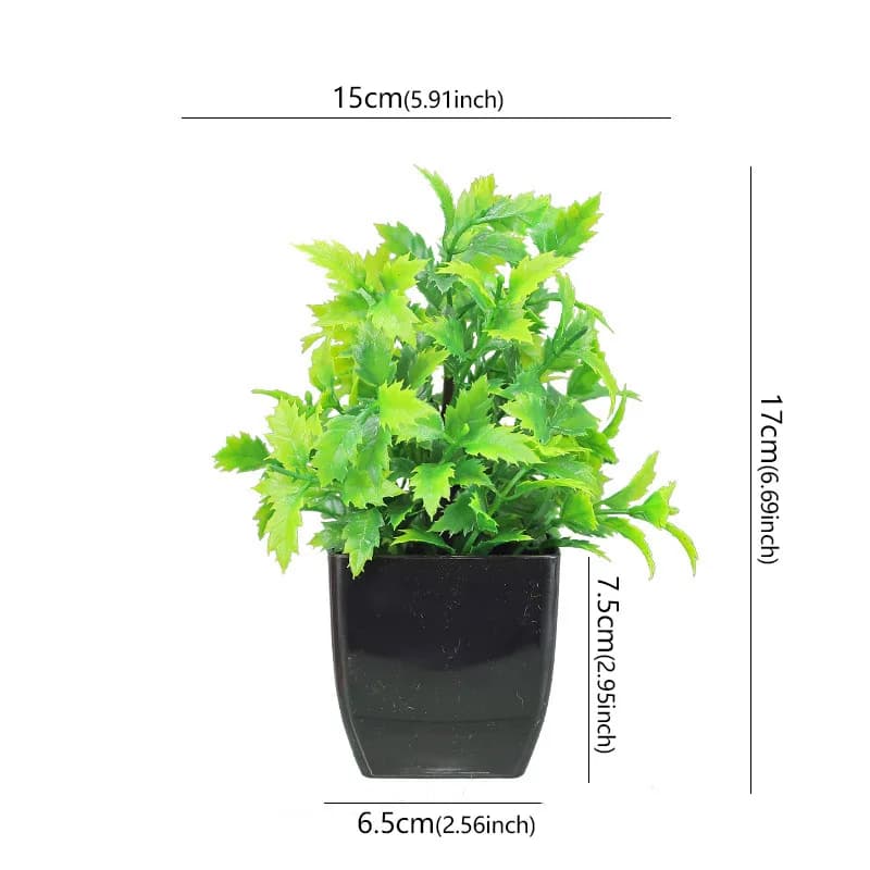 Small Artificial Bonsai Plant in Black Pot