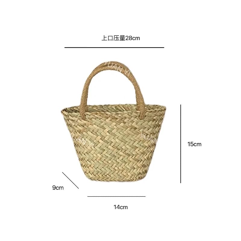 Women's Handwoven Handbag Summer Beach Bohemian Crochet Hollow Out Lightweight Small Top Handle