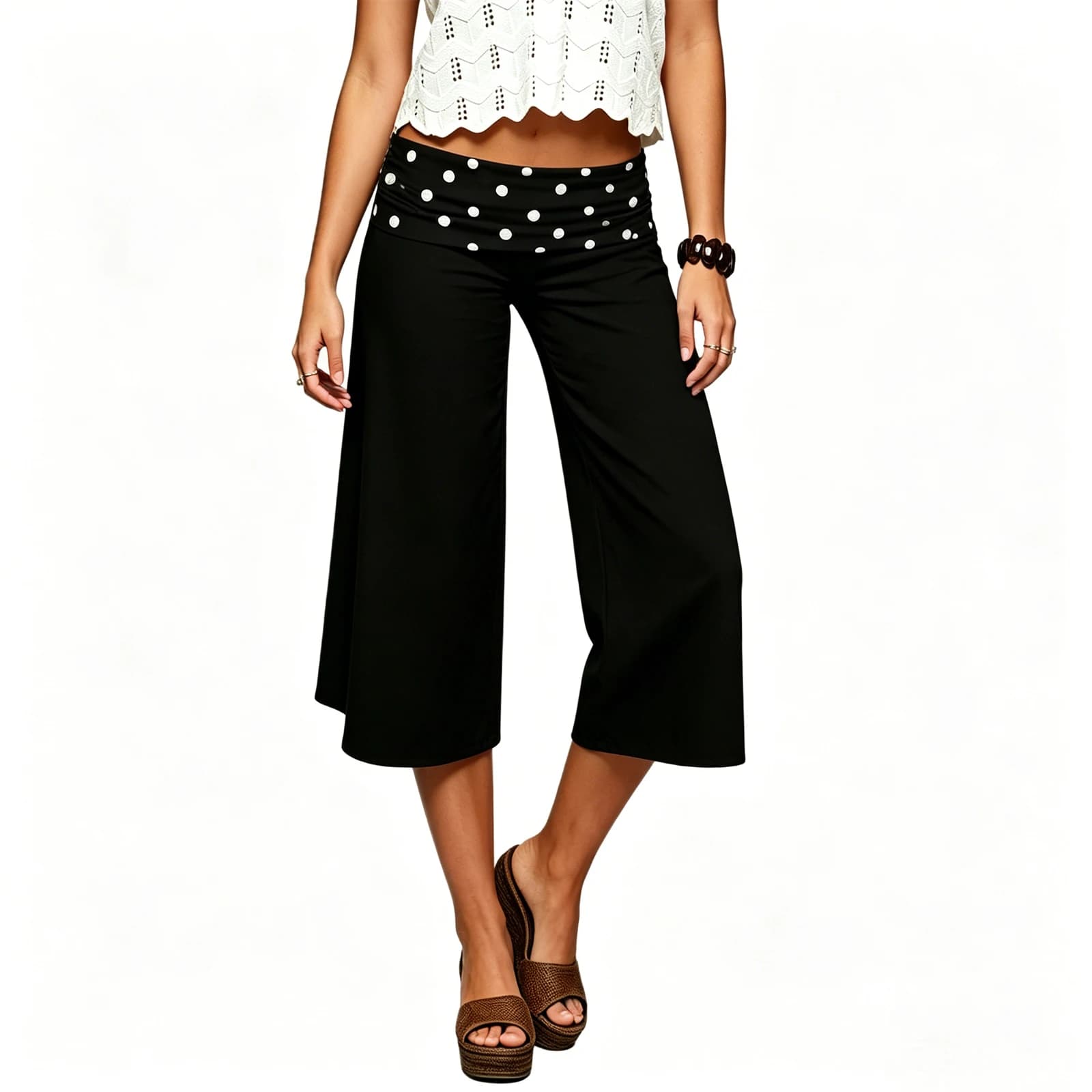 Low Rise Fold Over Capri Yoga Pants