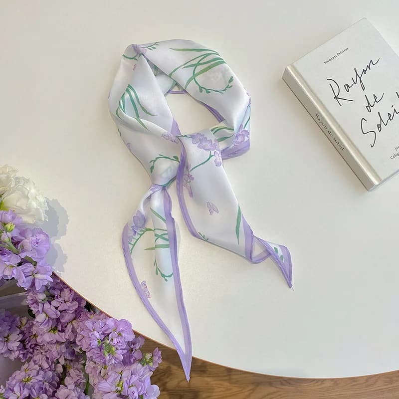Watercolor Floral Satin Hair Scarf