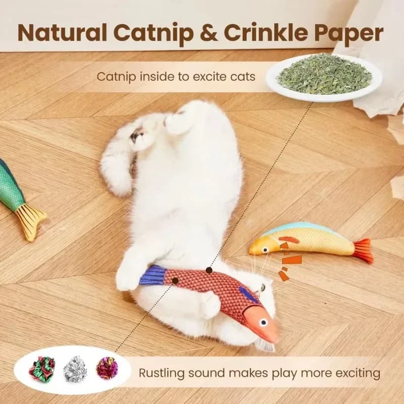 Catnip Fish Crinkle Kicker Cat Toy