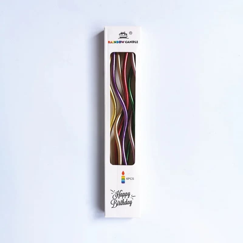 Metallic Twisted Cake Candles - Pack of 6