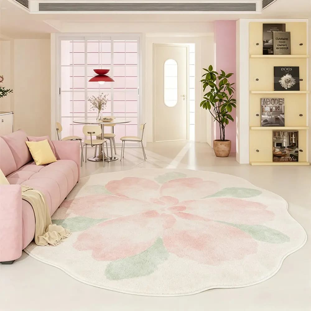 Irregular Shape Plush Area Rug Washable