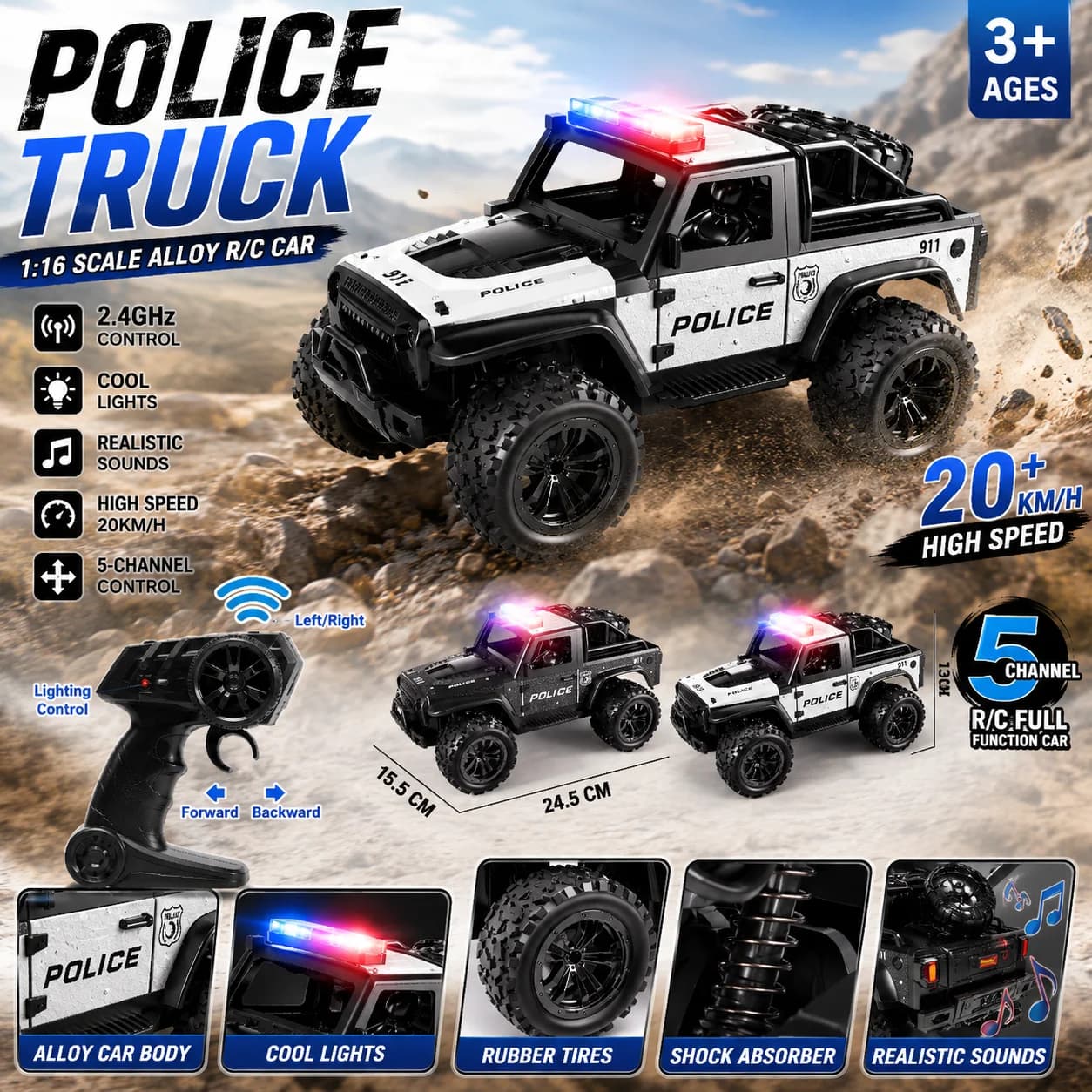2.4G Remote Control Off-Road Police Car
