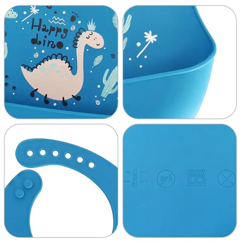 Silicone Waterproof Baby Bib Dinosaur Print
