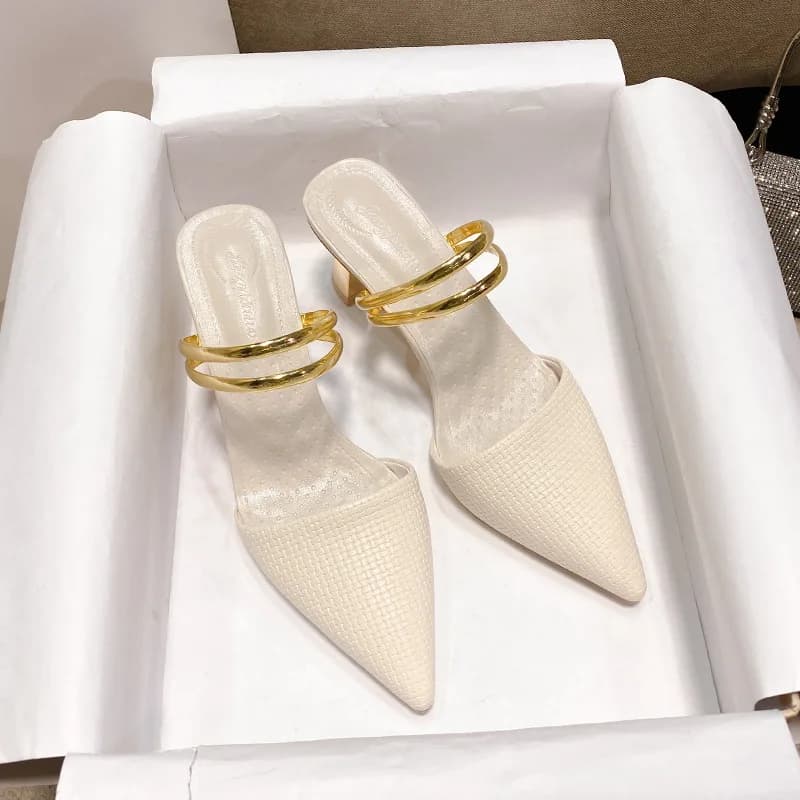Pointed-Toe Slip-On Sandals