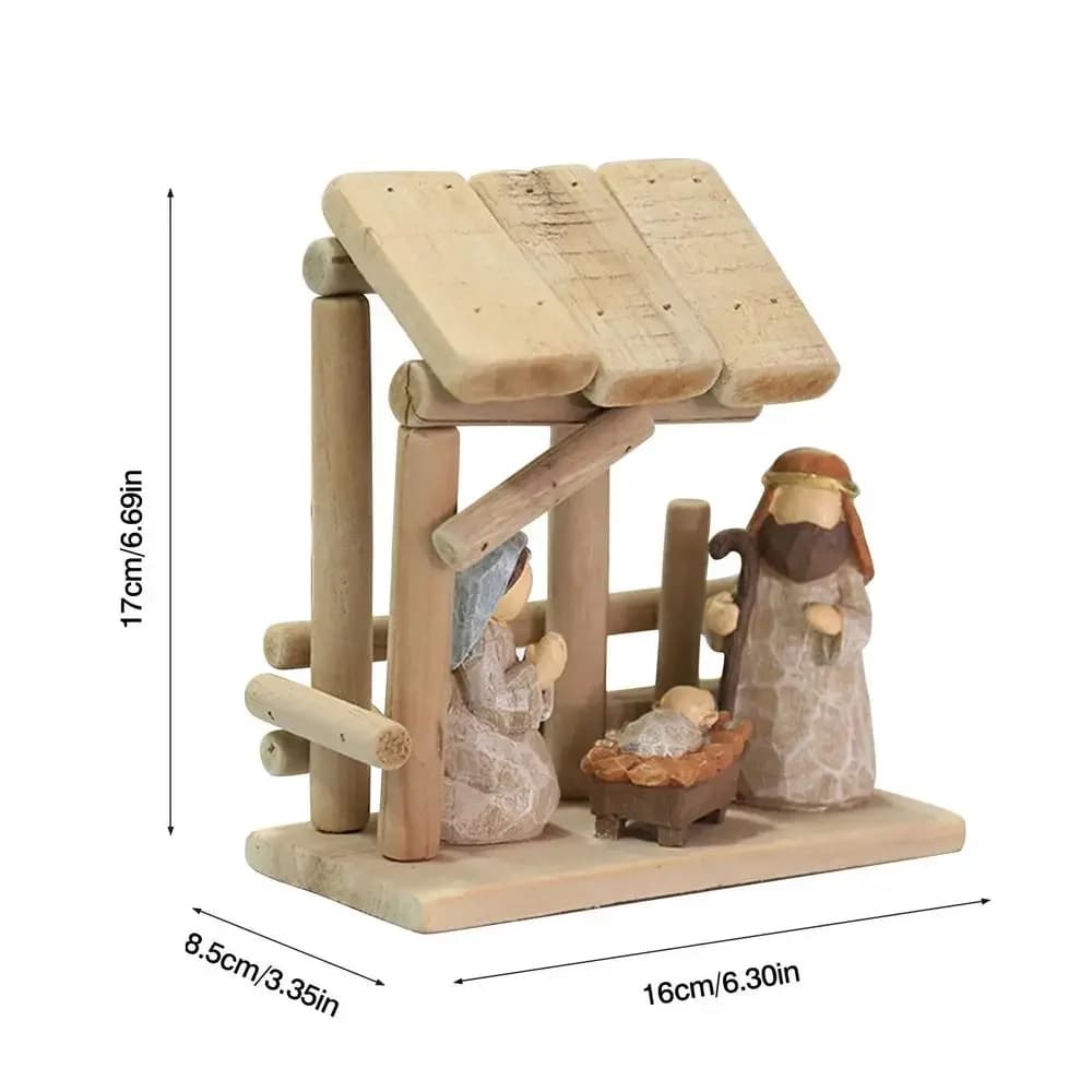 Hand-Painted Wooden Nativity Scene Ornament
