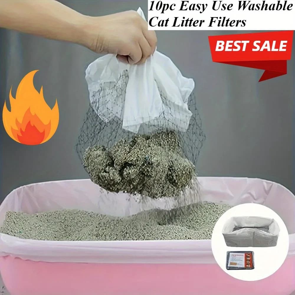 Washable Cat Litter Box Filters (10-Pack)