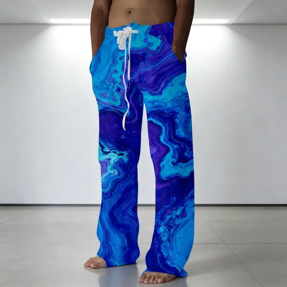 Men's Tie-Dye Wide Leg Lounge Pants