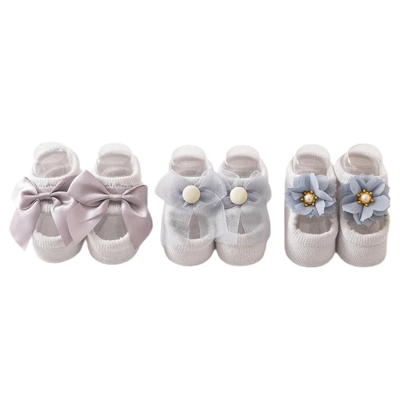Baby Cotton Anti-Slip Socks with Bow Details