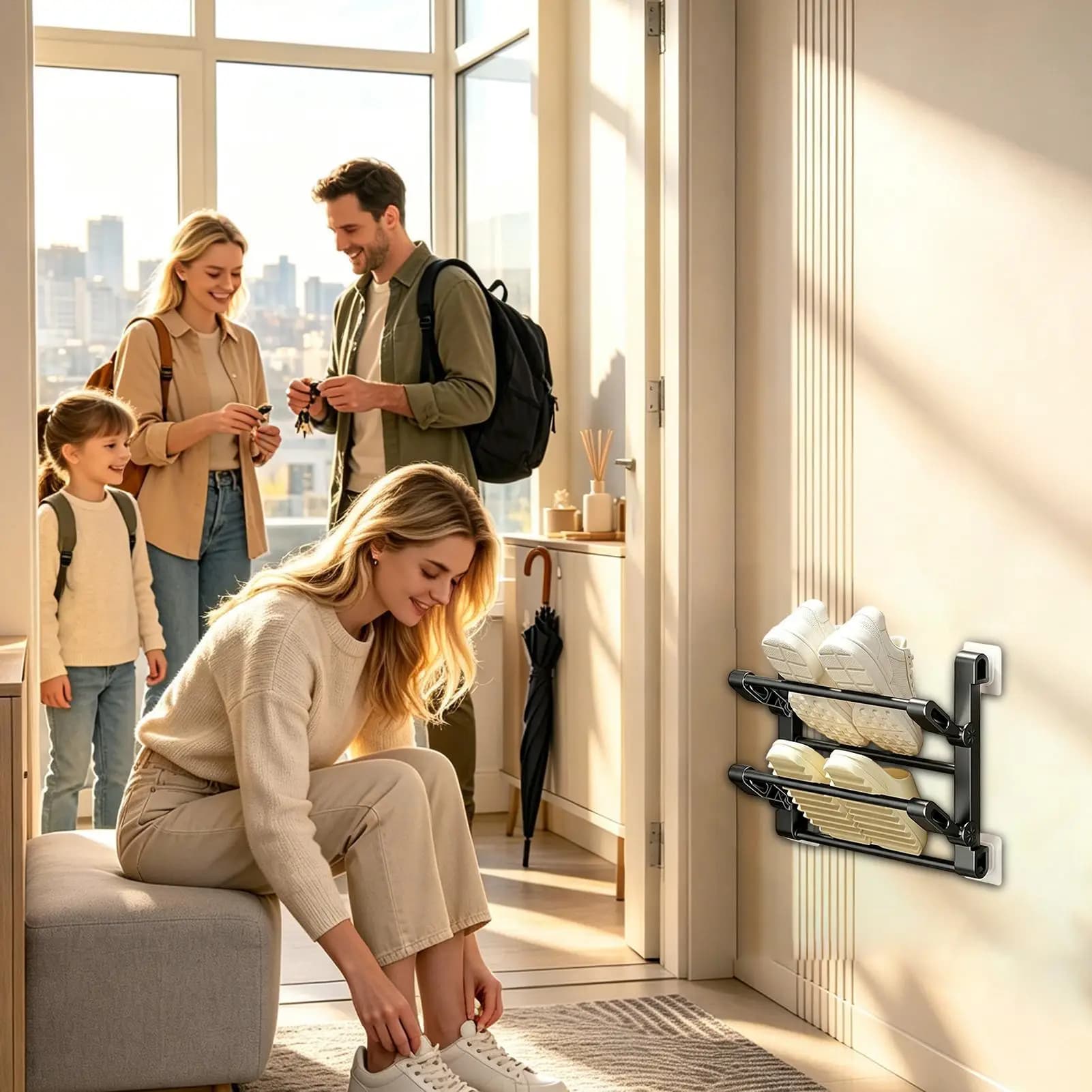 Wall Mounted Slipper Rack with Adhesive