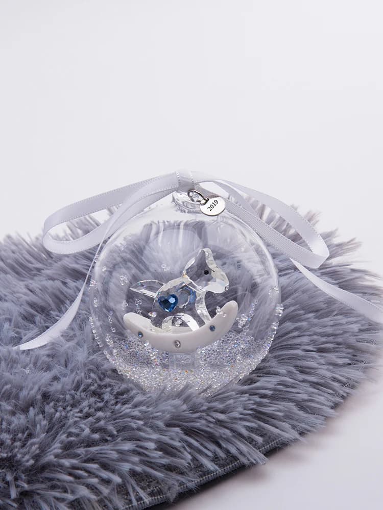 Crystal Glass Ball Ornament with Ribbon Hanger