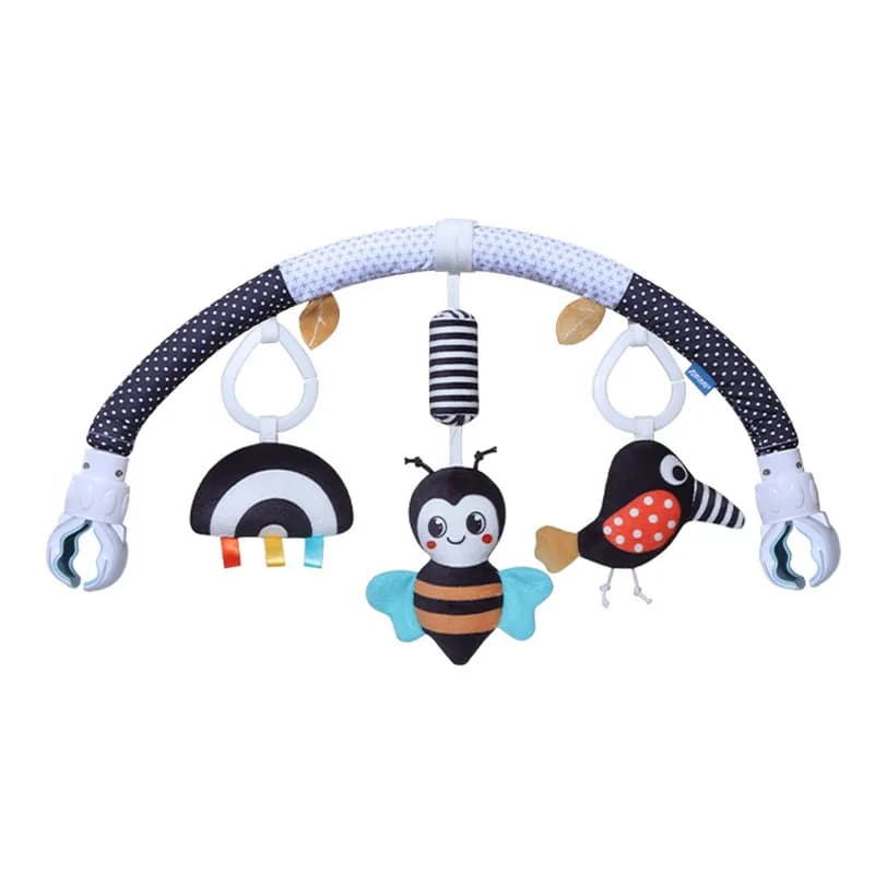 Infant Baby Stroller Arch Toy Play Bell Fun Newborns Sensory Activity Adjustable for Bouncers and Car Safe Seat Bed Hanging Toys