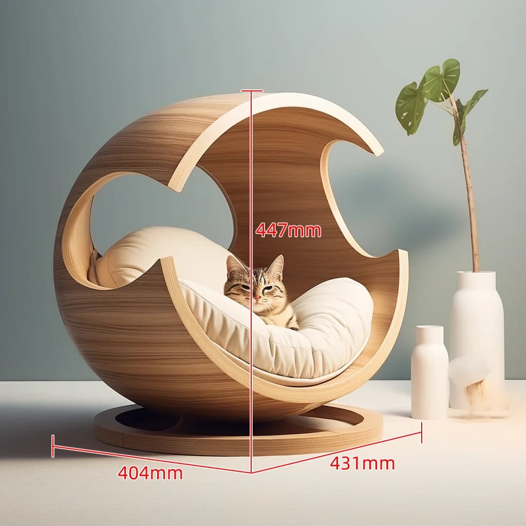Solid Wood Pet Bed Semi-Closed Removable Washable Cat Bed Dog Bed