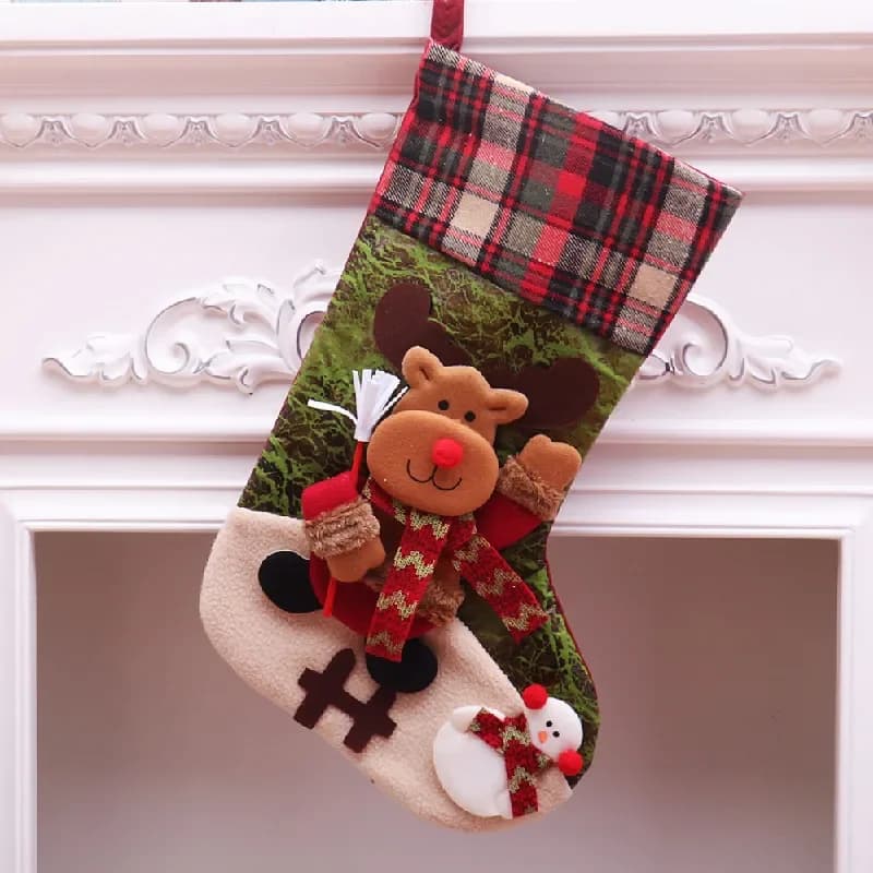 Large Plaid Christmas Stockings Set