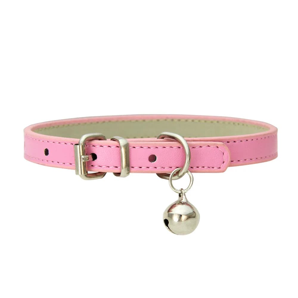 Adjustable PU Leather Cat Collar with Metal Buckle