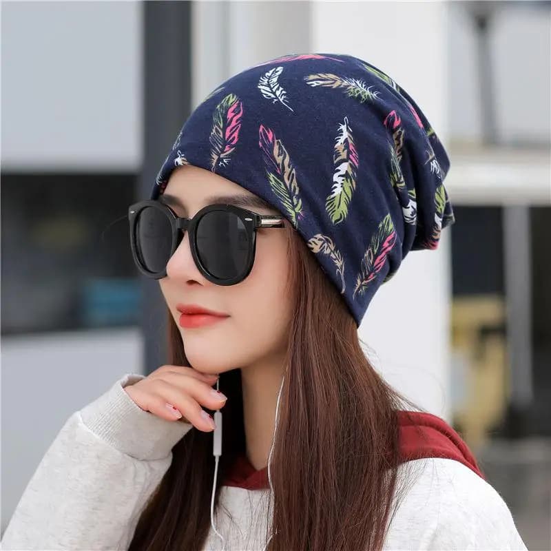 Feather Pattern Baggy Beanie