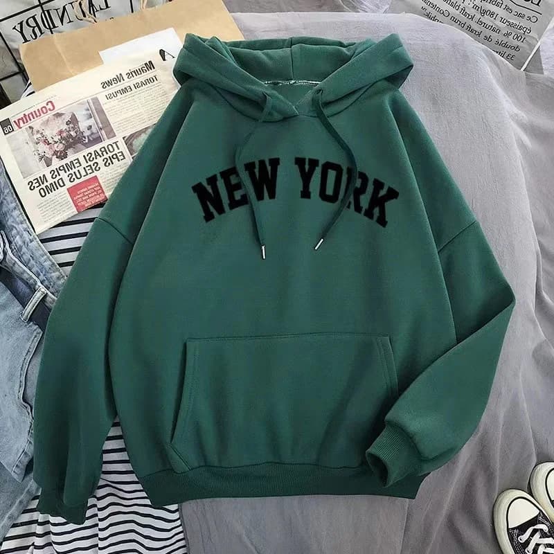 Women's Oversized Fleece Hoodie with NY Graphic