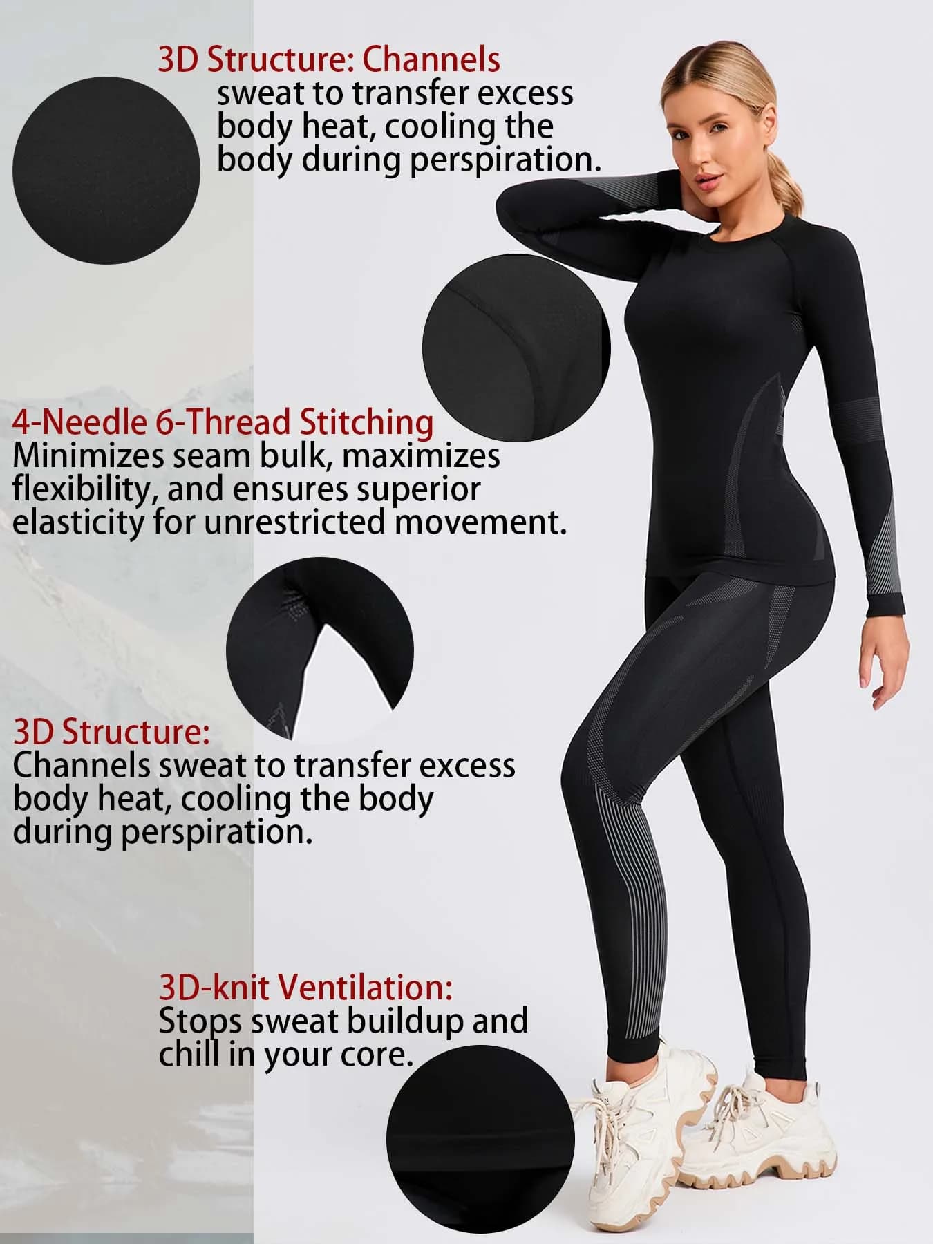 Womens Thermal Underwear Base Layer Set