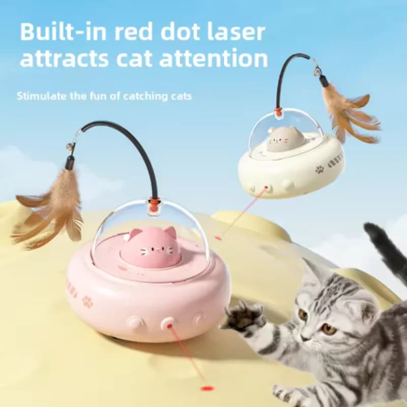 Electric Rechargeable Feather Wand Cat Teaser