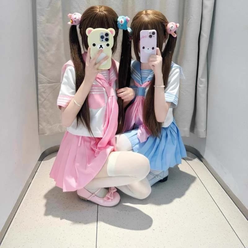 Japanese School Sailor Uniform Navy Pink