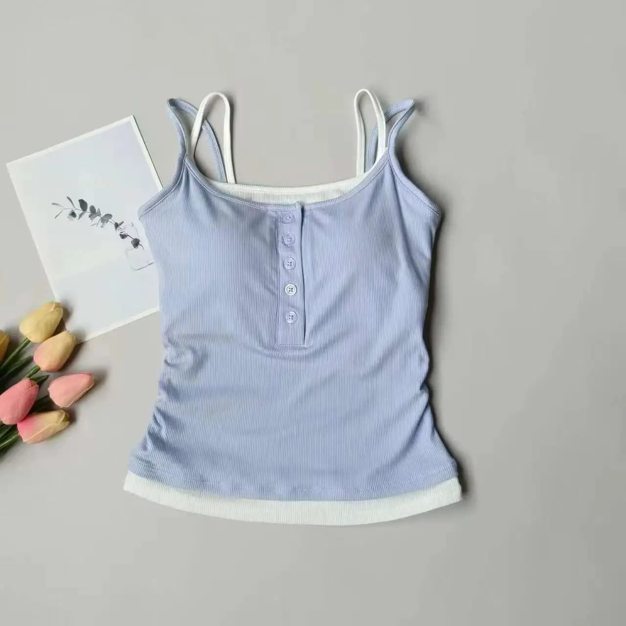 Yoga Tank Top, One-piece Mock Two-piece Sports Tank Top With Push-up Bra Pads, Breathable Quick-Drying Workout Fitness Wear