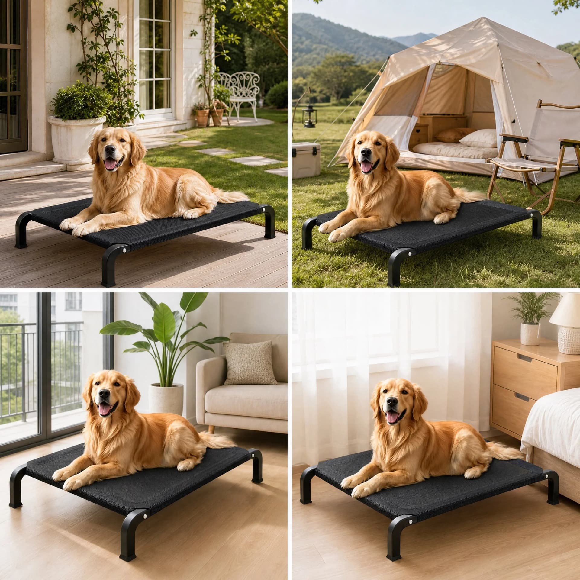 Elevated Dog Bed with Chew-Proof Steel Frame