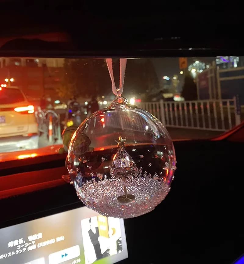 Crystal Glass Ball Ornament with Ribbon Hanger