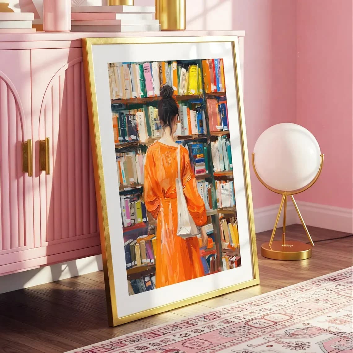 Woman Reading Bookstore Art Print