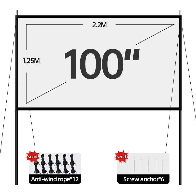 Portable Outdoor Movie Projector Screen with Stand